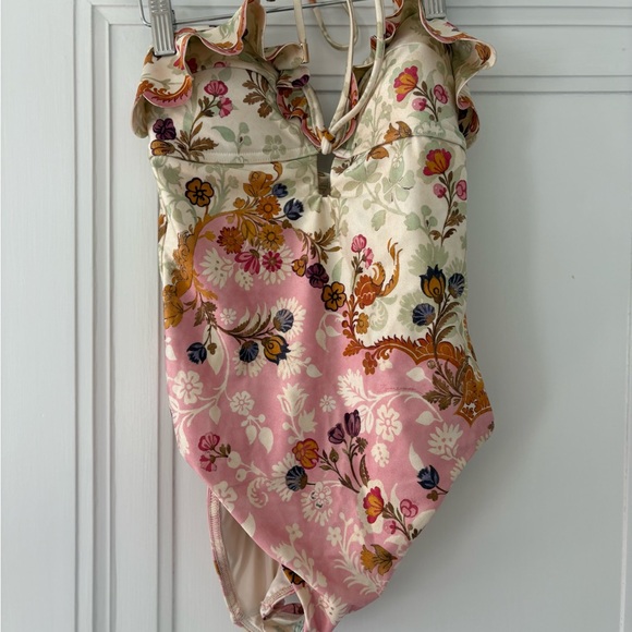Zimmermann Laurel Ruffle Halter Floral Swimsuit One Piece - Picture 1 of 4